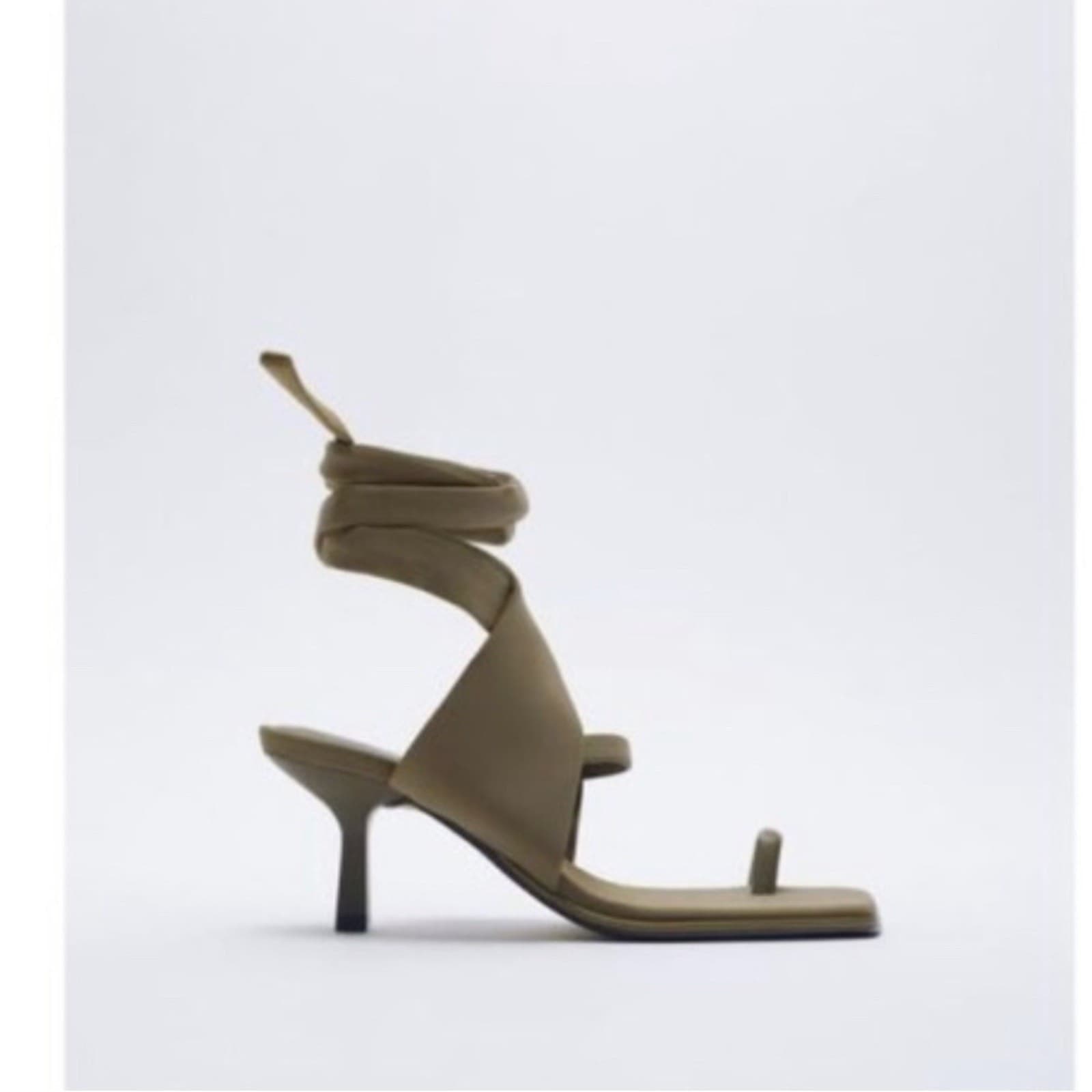 NWT Zara sz8 wrap sandals heel eu39 green HEELED SANDALS WITH TIED STRAP sexy