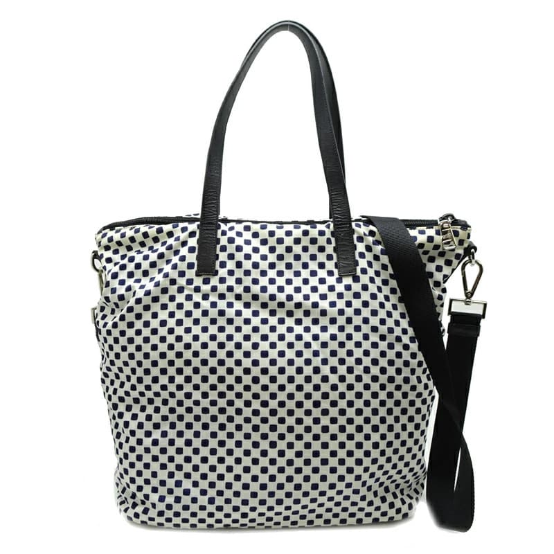 Prada 2Way Tote Nylon White Black Shoulder Bag Vintage Authentic thumbnail 2