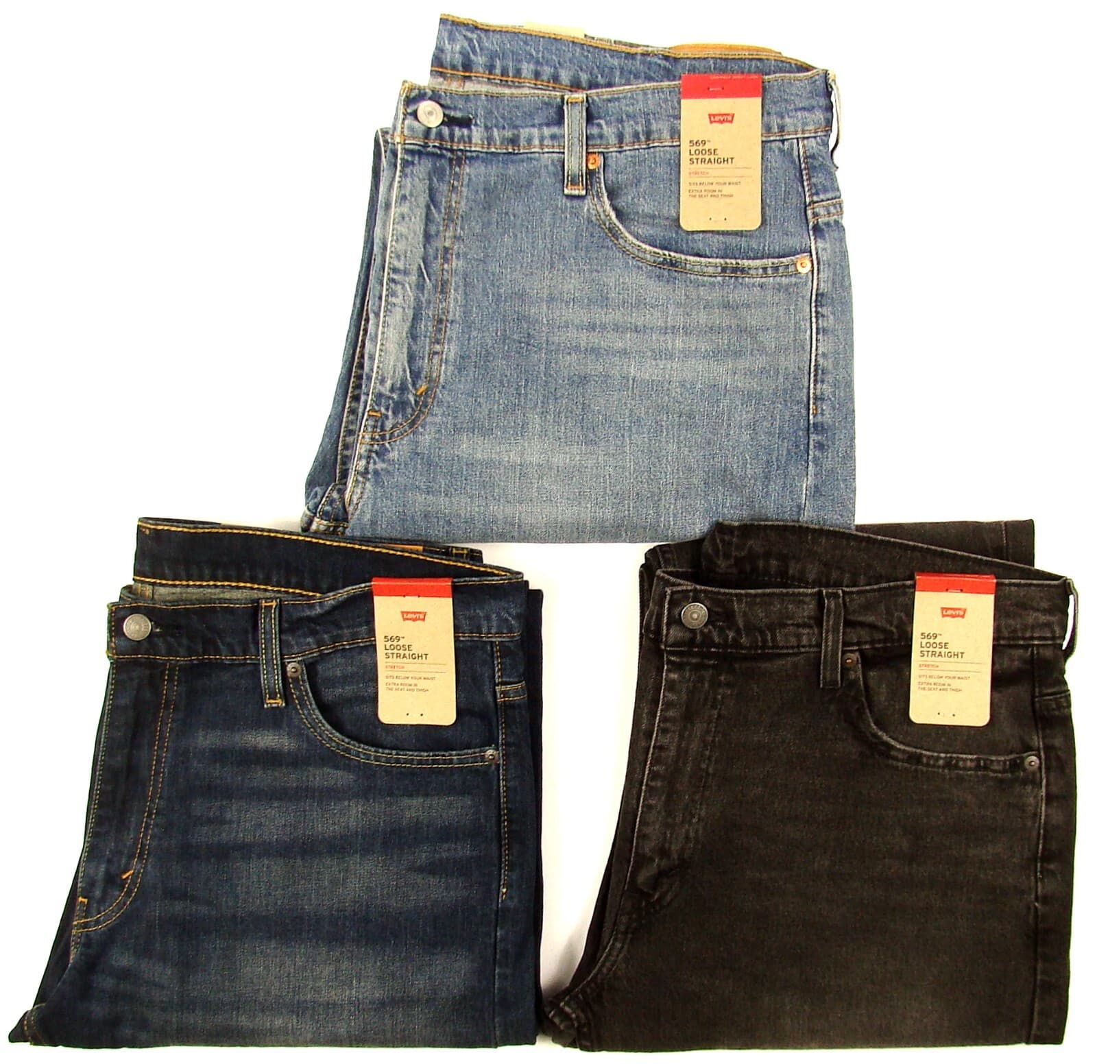 New Levis 569 Jeans Mens Loose Fit Stretch Straight Leg Levi's FREE SHIP