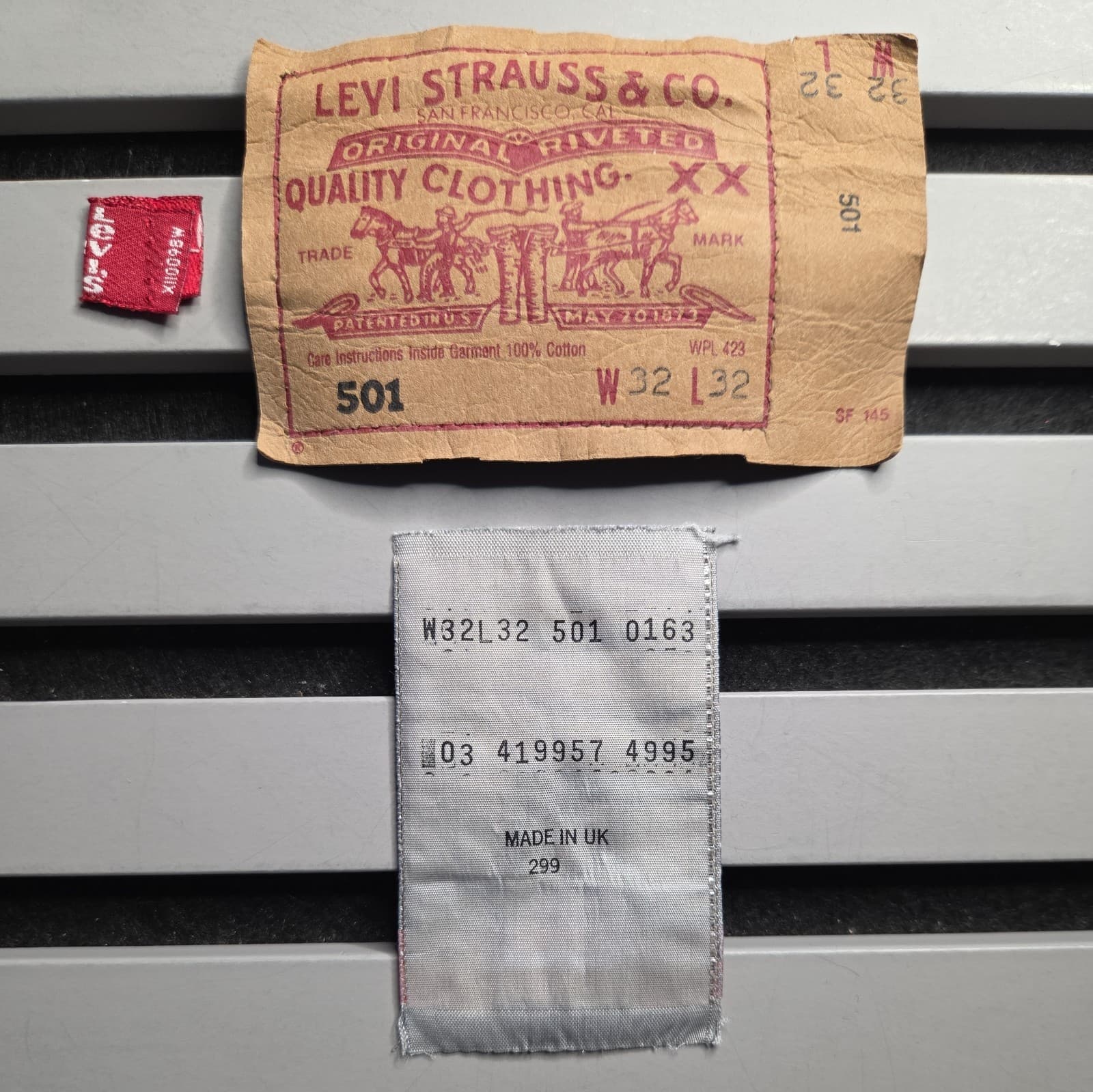 Vintage Levi's 501 Red Tab W32 L32 Replacement Patch Badge Label Denim Jeans L36