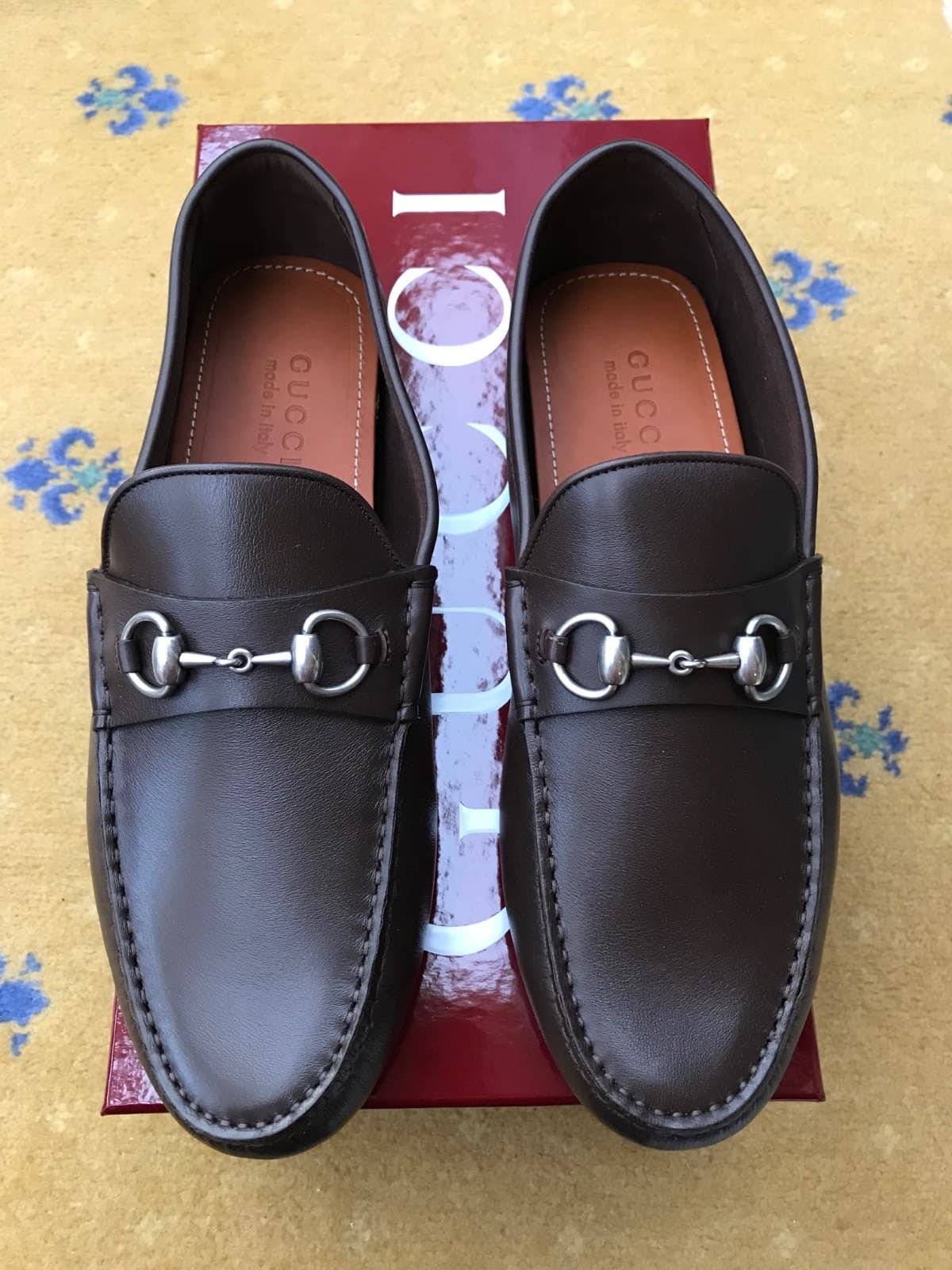 Gucci Loafers Leather Shoes Drivers Brown Horsebit Mens UK 9 US 10 EU 43 NEW thumbnail 8