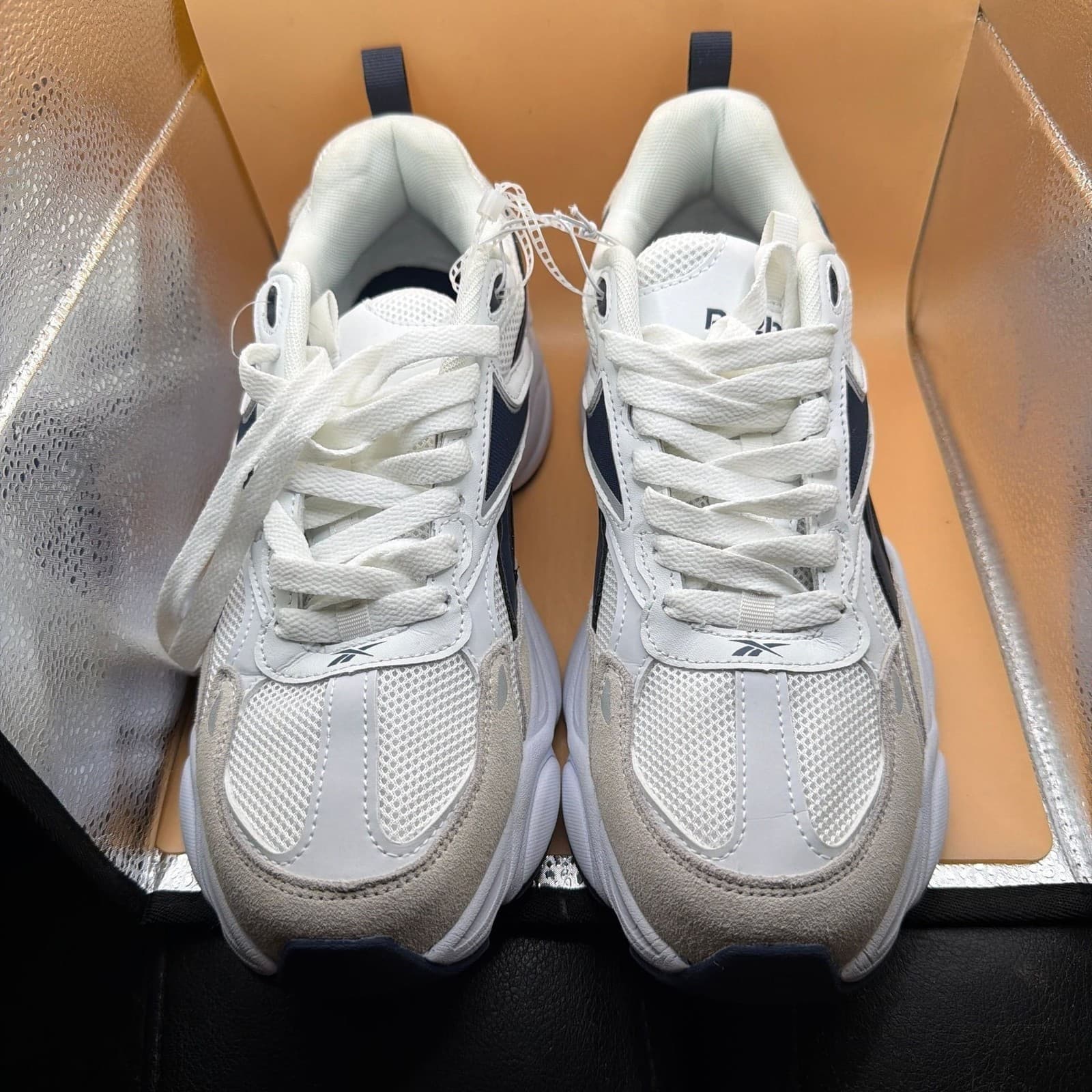 Reebok Royal Charge AR30246M White/Navy Chunky Dad Shoes Men's Size 12