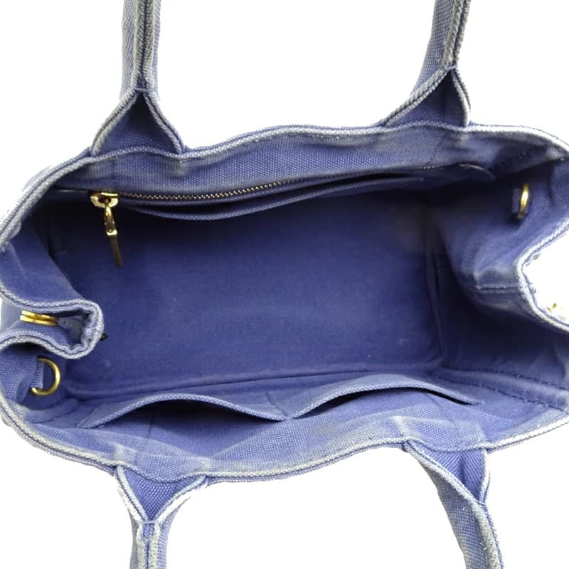 Prada Canapa PM 1BG439 Blue Canvas Tote Bag Vintage Authentic thumbnail 6
