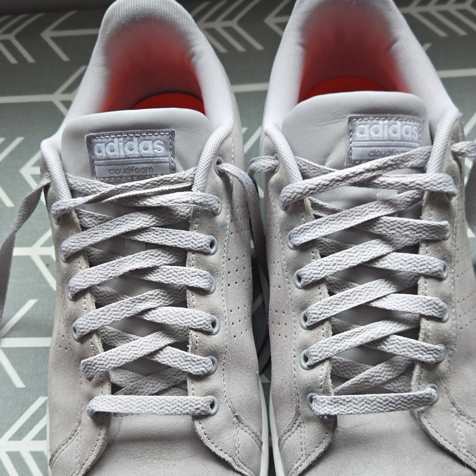 adidas Cloudfoam Comfort Gray Suede Men's Lace Up Casual Sneakers