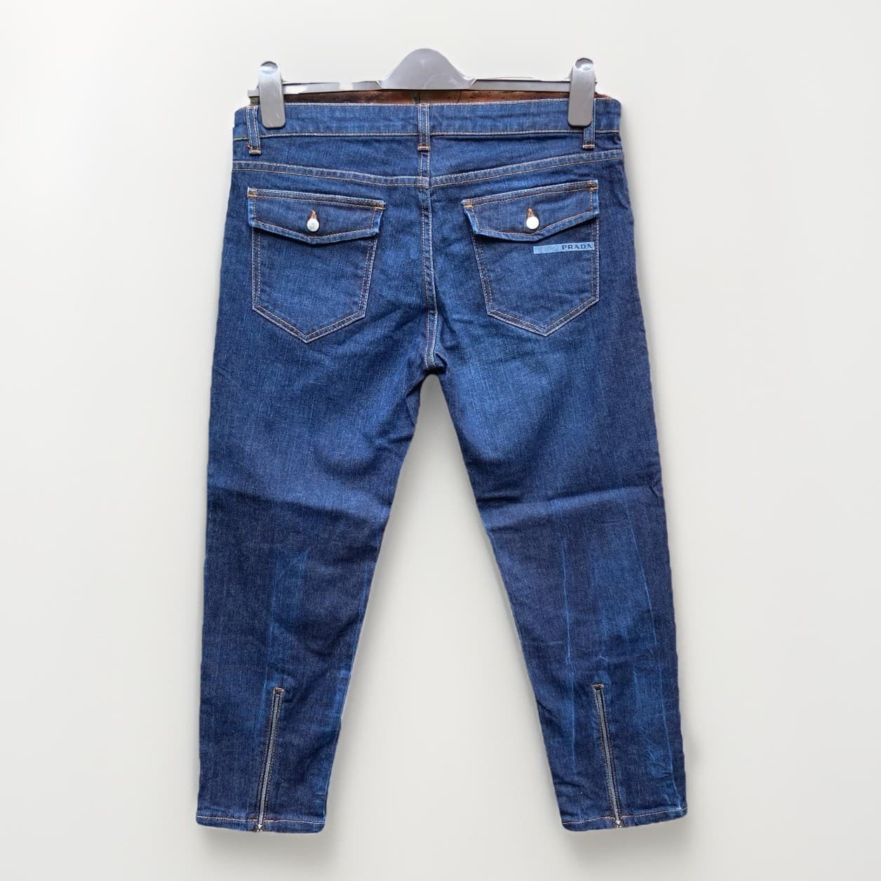 Vintage Prada Jeans Women’s Size 30 Straight Pedal Pusher Calf Zip Cropped Italy