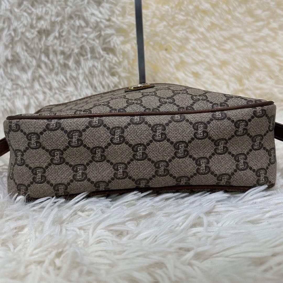 GUCCI Plus GG All-Over Logo Leather Shoulder Bag Brown Charm Italy thumbnail 9