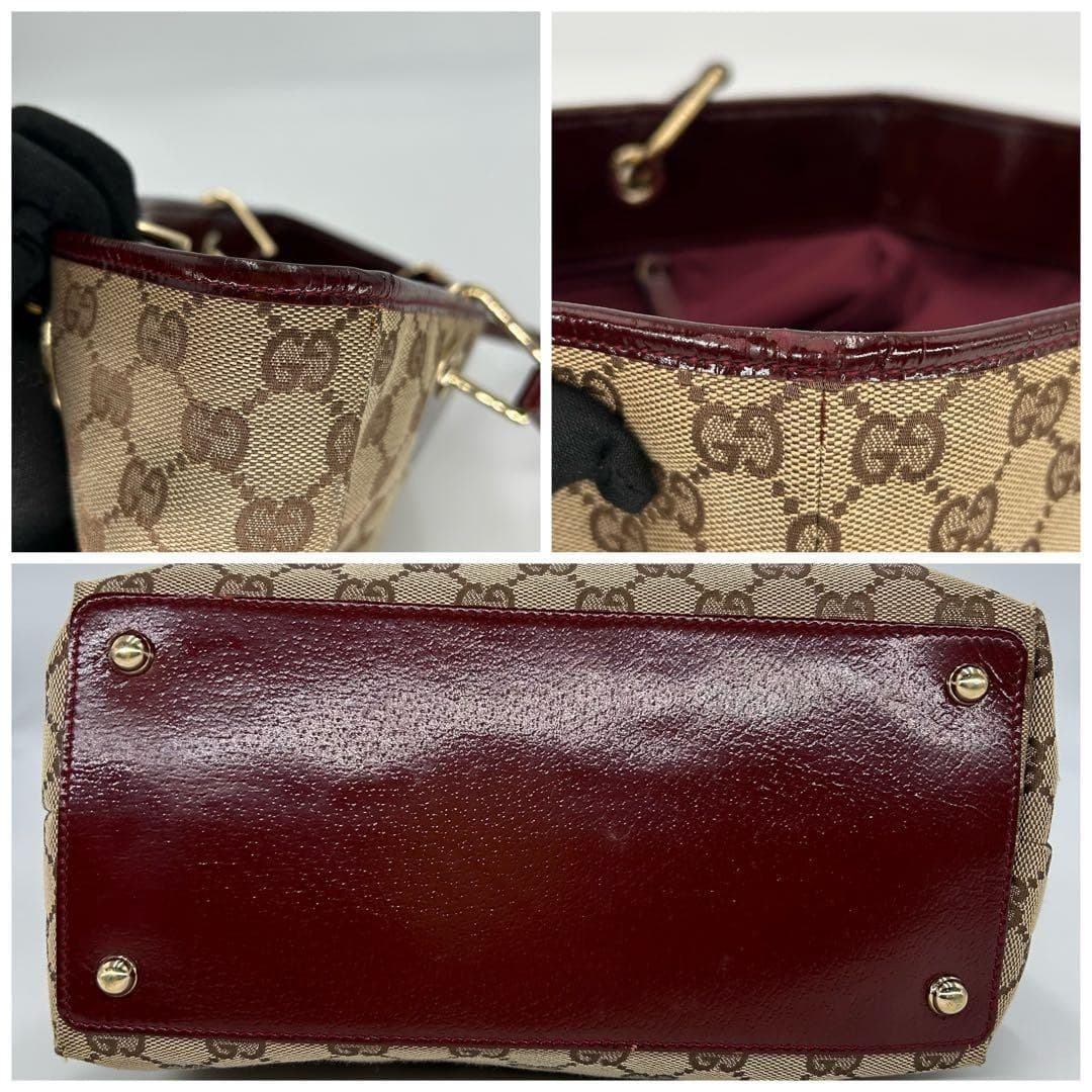 GUCCI 002058 GG Canvas Tote Bag Red Made in Italy Rare From Japan thumbnail 16