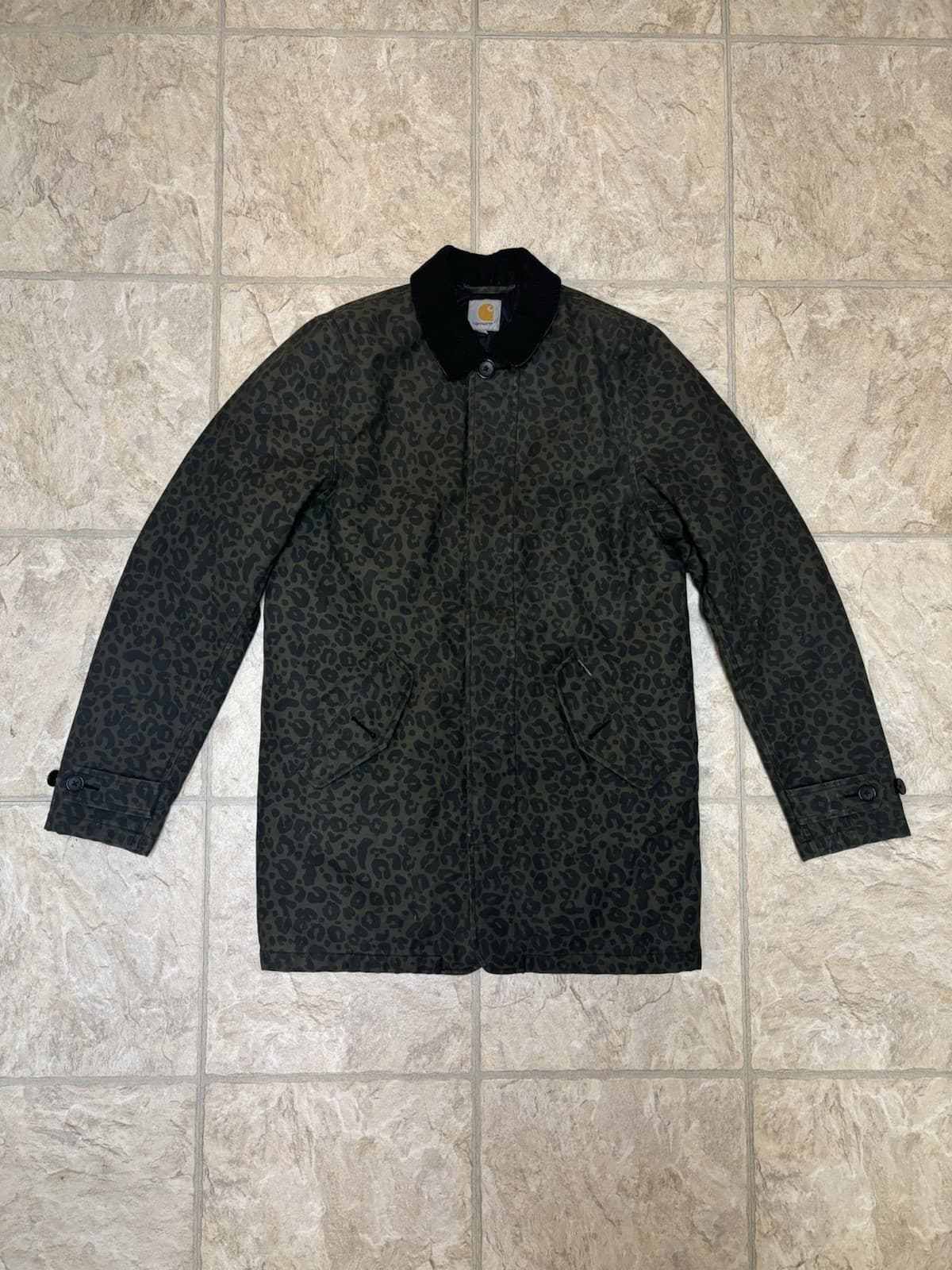 Carhartt WIP Work In Progress Harris Trench Coat Women’s Size Small Cheetah