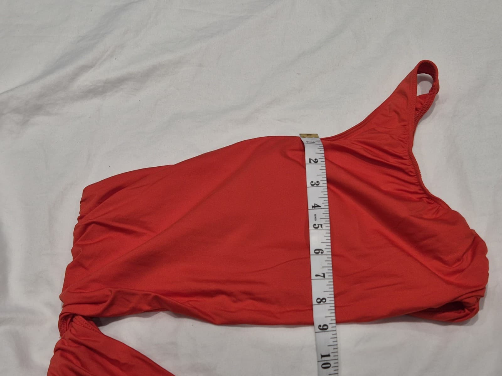 Zara Swimsuit Red One Shoulder Rushed Side Open Middle& Back Uk Large Bnwt thumbnail 11