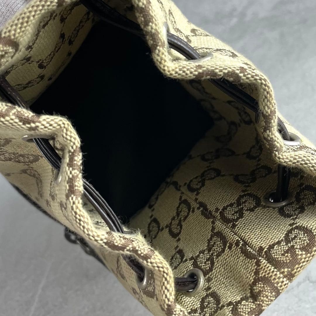 GUCCI GG Drawstring Handbag Pouch Accessory Canvas Beige Logo From Japan Women thumbnail 8