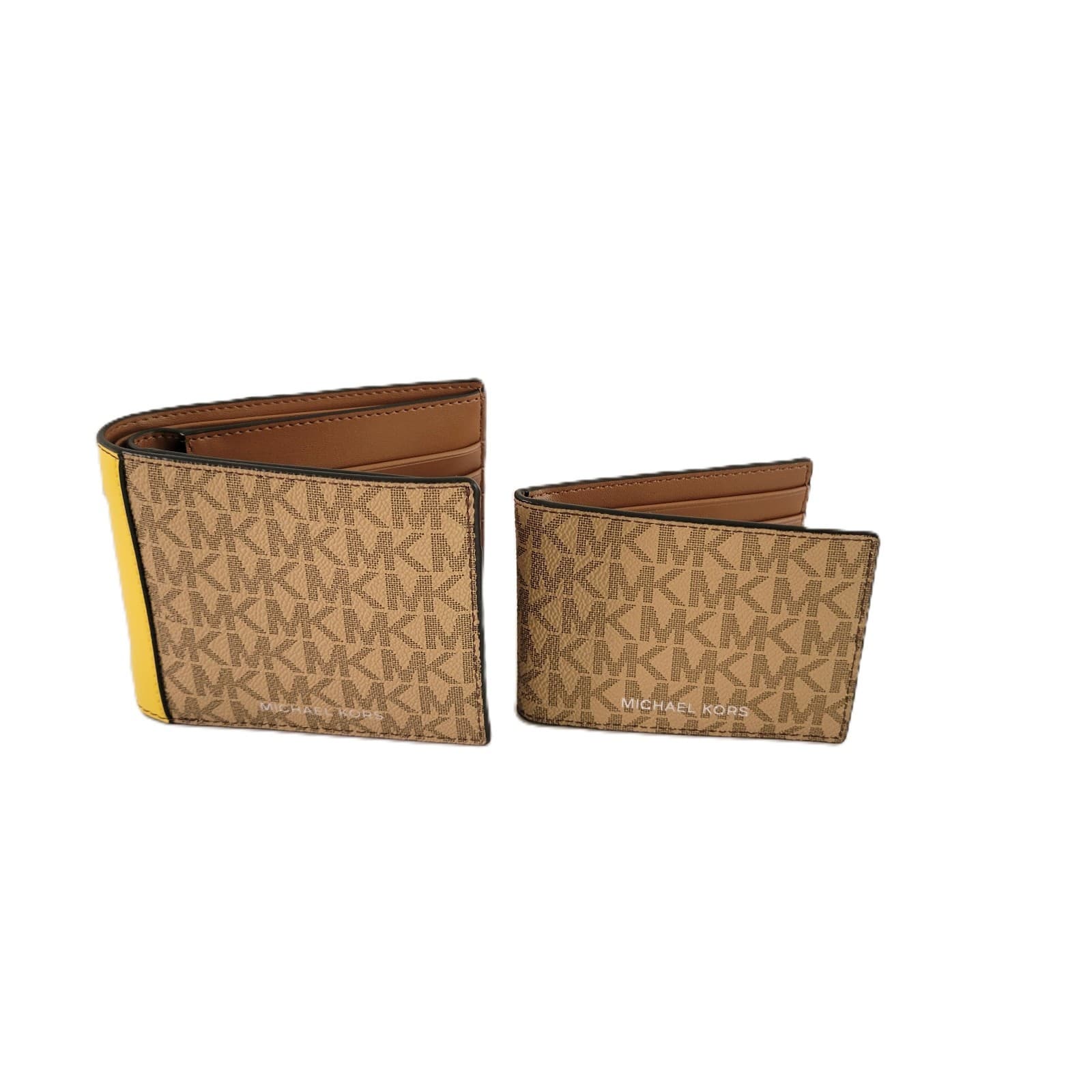 Michael Kors Cooper Billfold Passcase Wallet Bifold Daisy Yellow MK Logo thumbnail 7