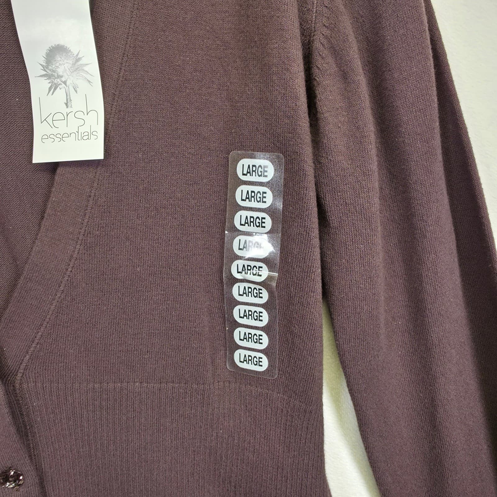 NEW Kersh Essentials Cardigan Womens L Brown Y2K Fitted Button Front Academia thumbnail 9