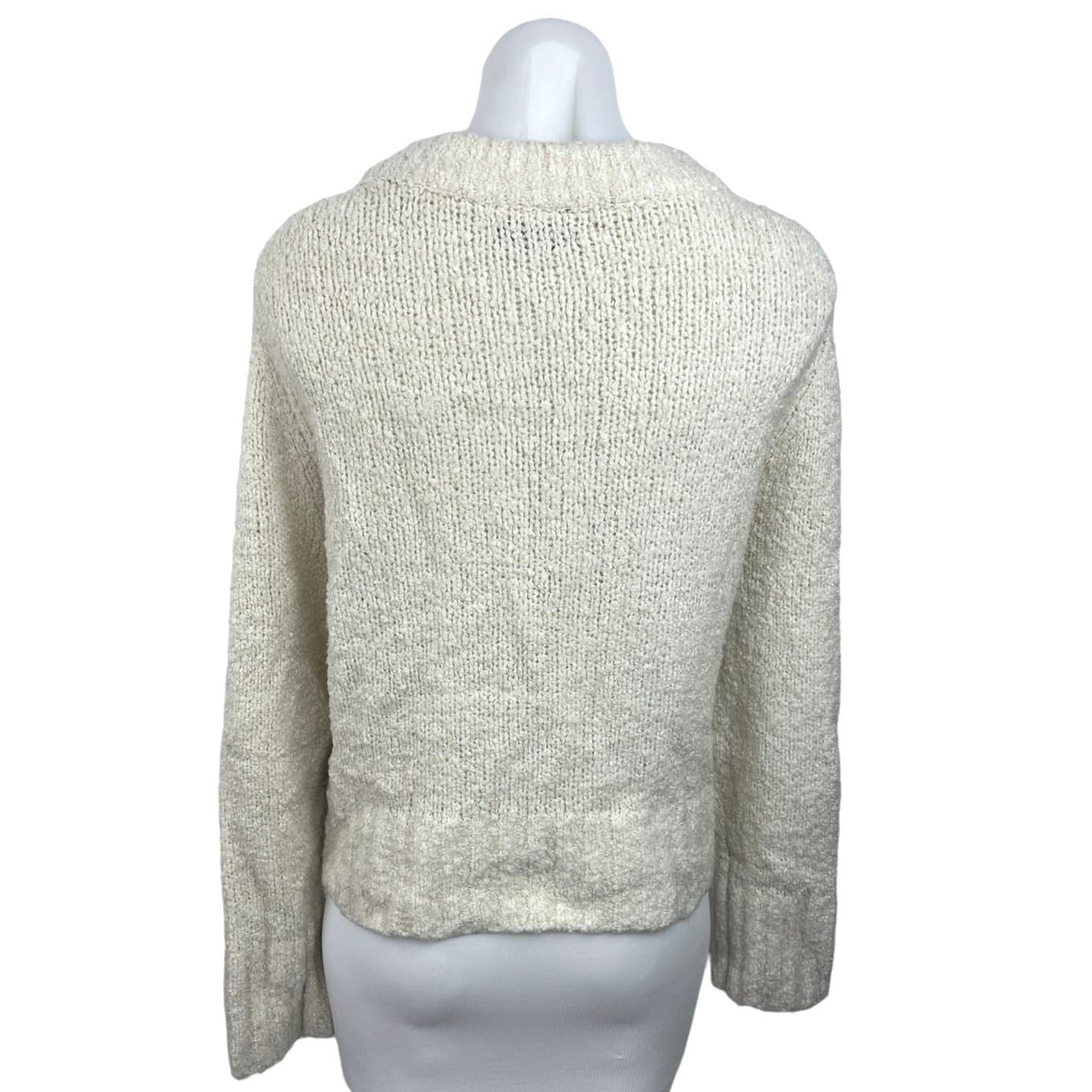 Zara Women's Ivory Pullover Mock Neck Tight Knit Long Sleeve Sweater Top Size M thumbnail 2