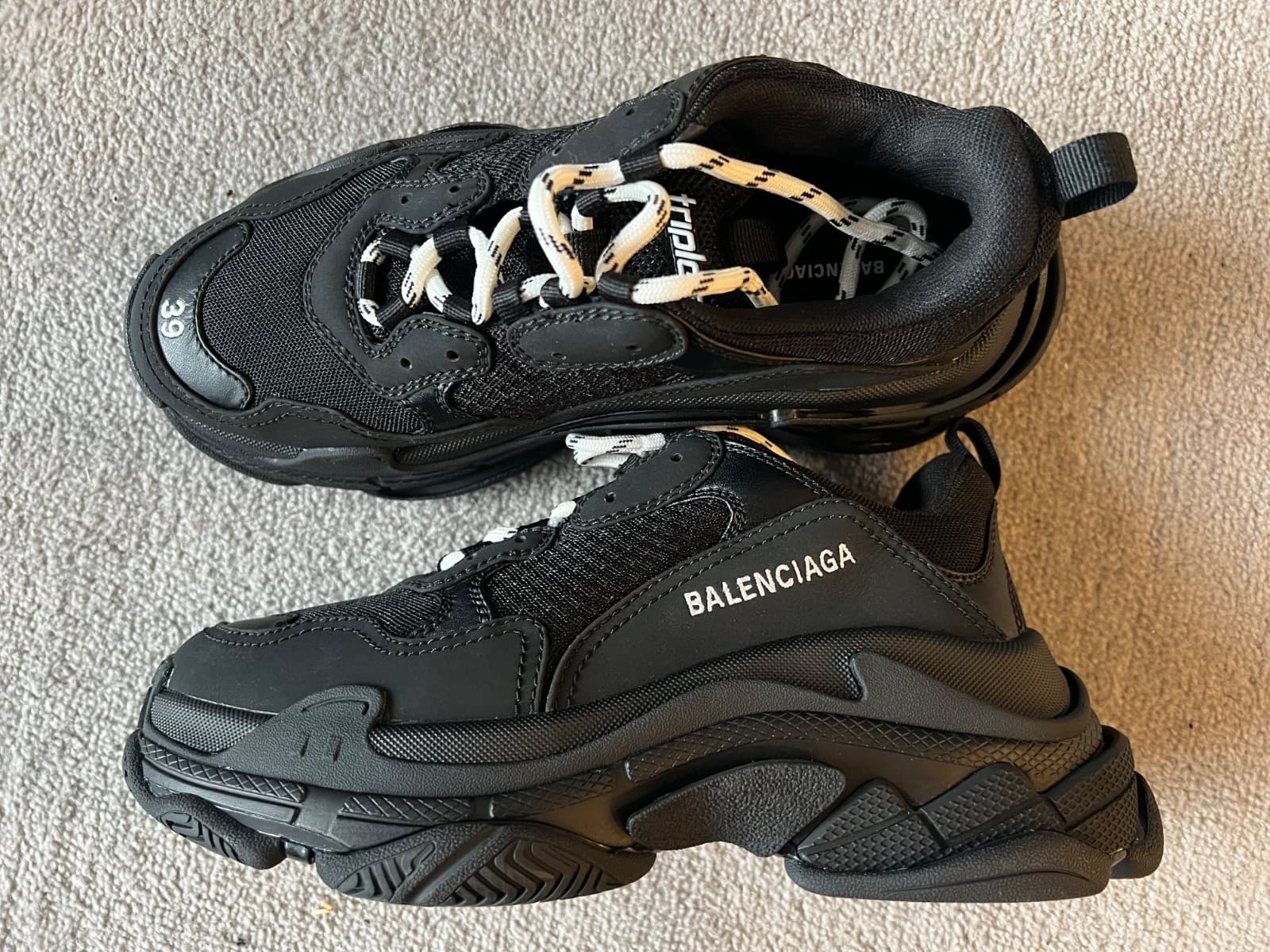 BALENCIAGA WOMEN'S TRIPLE S SNEAKERS BLACK SIZE EU 39/UK 6/AU 8