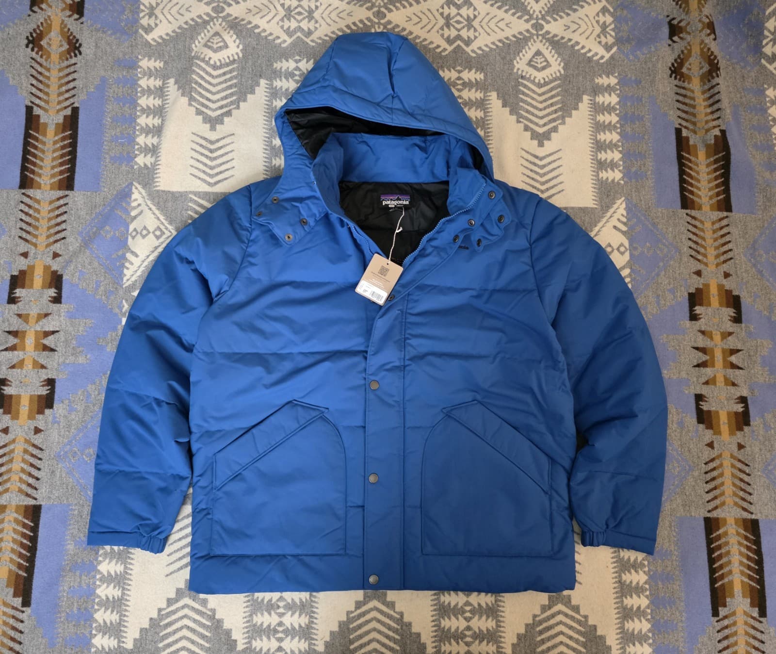 Patagonia Downdrift Jacket Down Insulated Coat Puffer Endless Blue Mens Sz L NWT