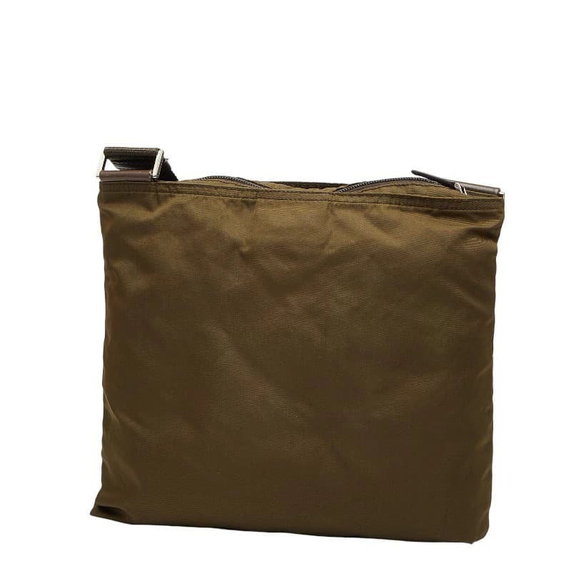 Prada Triangular Logo Plate Shoulder Bag Khaki Green Nylon Vintage Authentic thumbnail 2