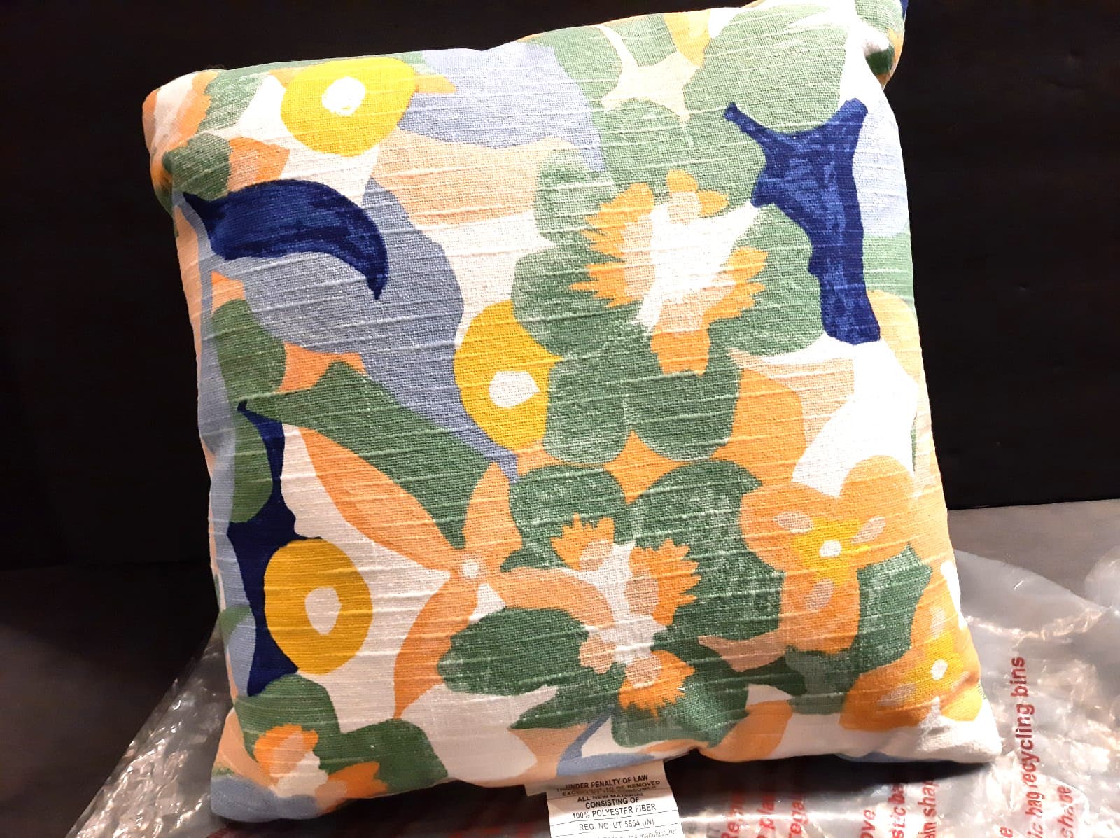 Room Essentials Modern , Abstract Floral Throw Toss Pillow 16x16 Cotton , New!