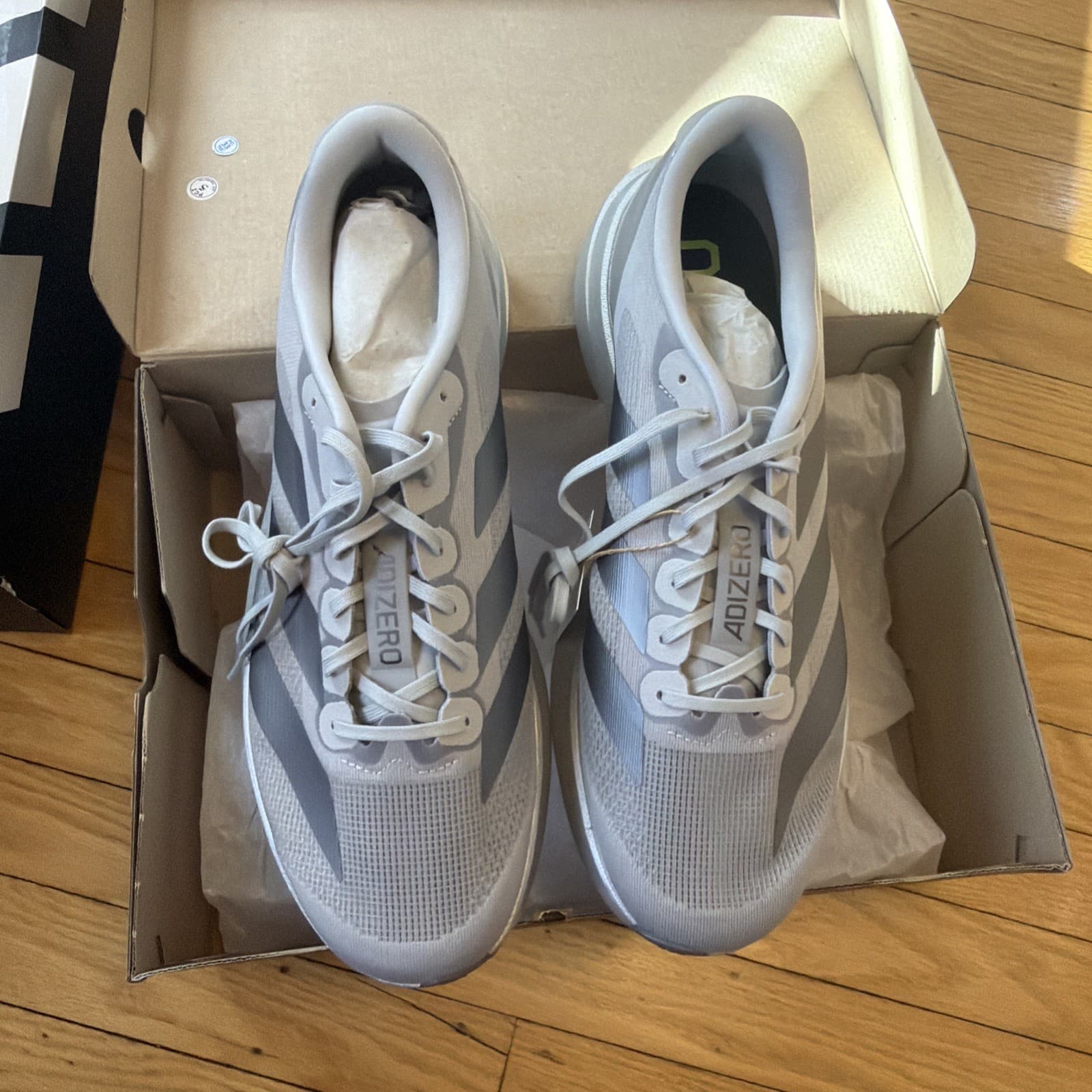 adidas adiZero Evo SL Silver Metallic Iron Mens Size 11.5 Brand New Run Club thumbnail 6