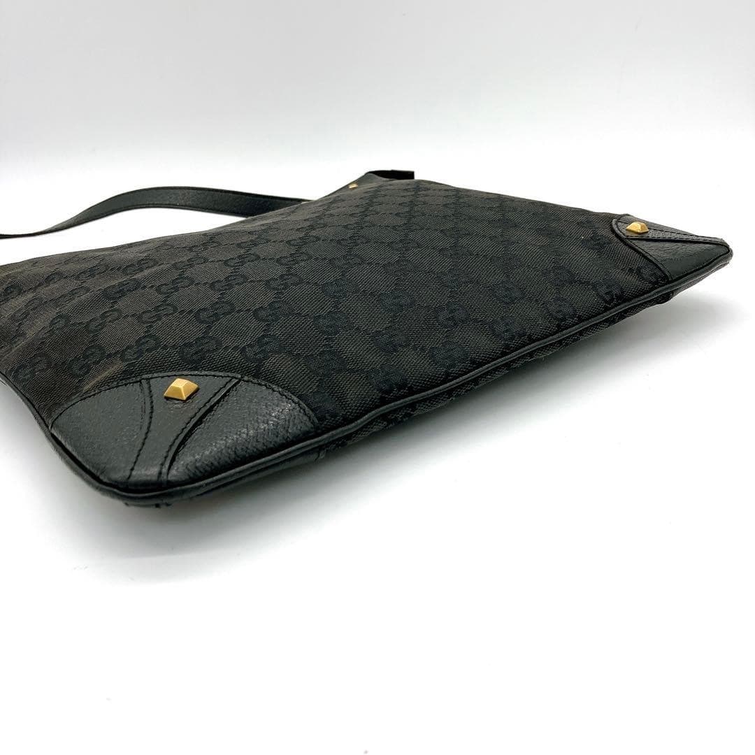 GUCCI 213317 GG Canvas Studded Shoulder Bag Black Made in Italy thumbnail 4