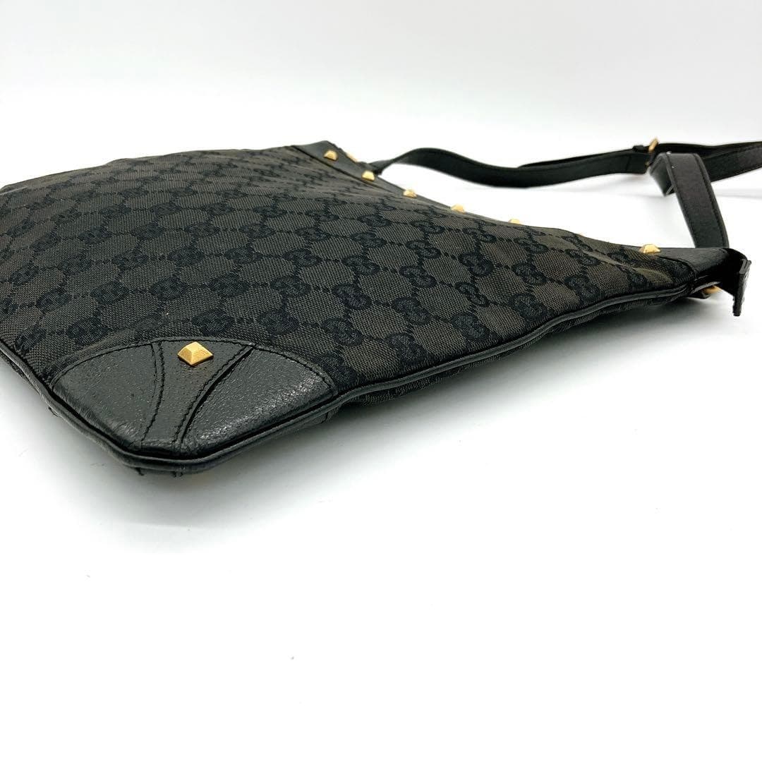 GUCCI 213317 GG Canvas Studded Shoulder Bag Black Made in Italy thumbnail 19