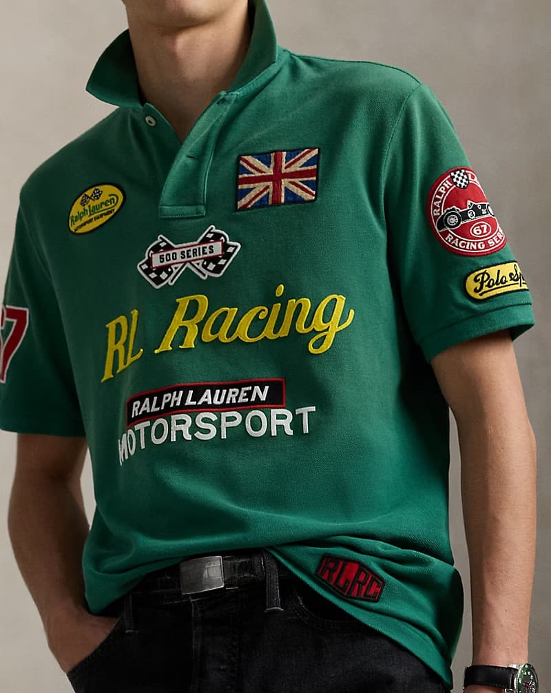 NEW Polo Ralph Lauren RL Racing Motorsport Patch Green Classic Fit Shirt