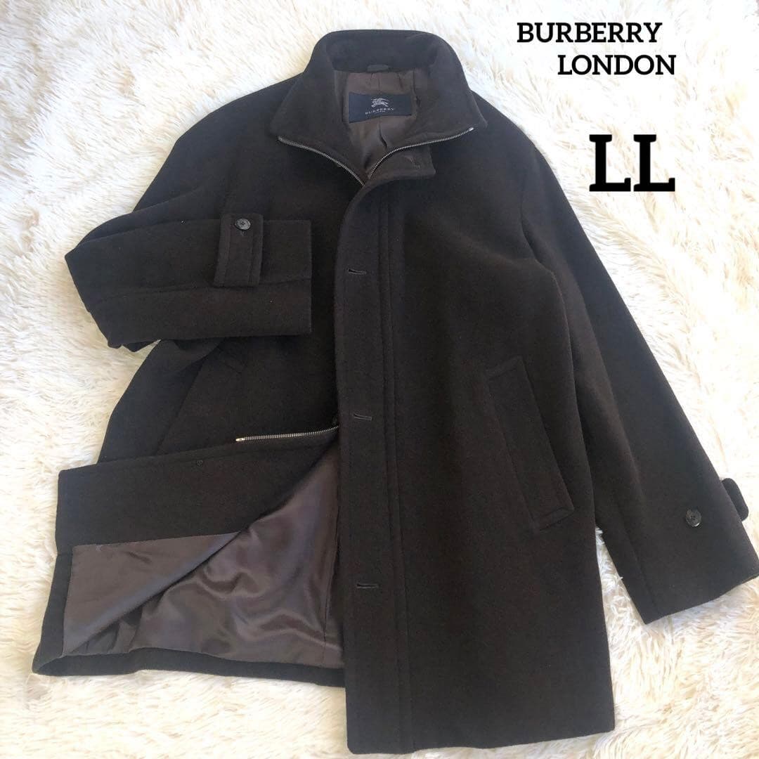 Burberry London Coat Asian fit XL US size L Dark Brown Wool Used Men's Authentic