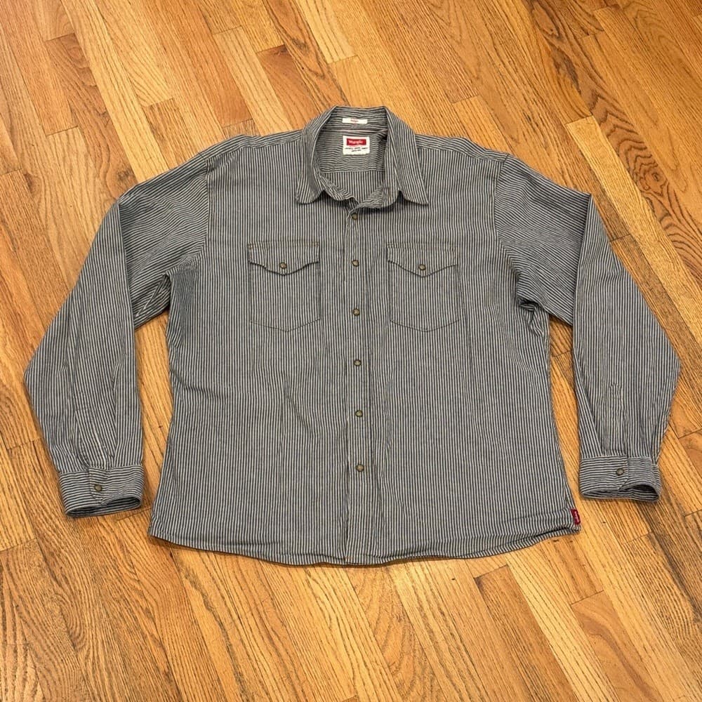 Levi's Black and White Striped Long Sleeve Shirt XXL