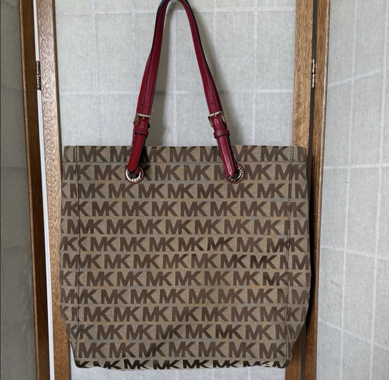 Michael Kors Tan and Brown Logo Tote Bag