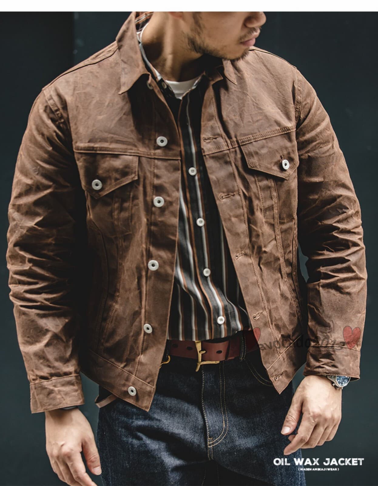 Maden Men's Oil Waxed Canvas Jacket Motorcycle Vintage  Work Overalls Coats