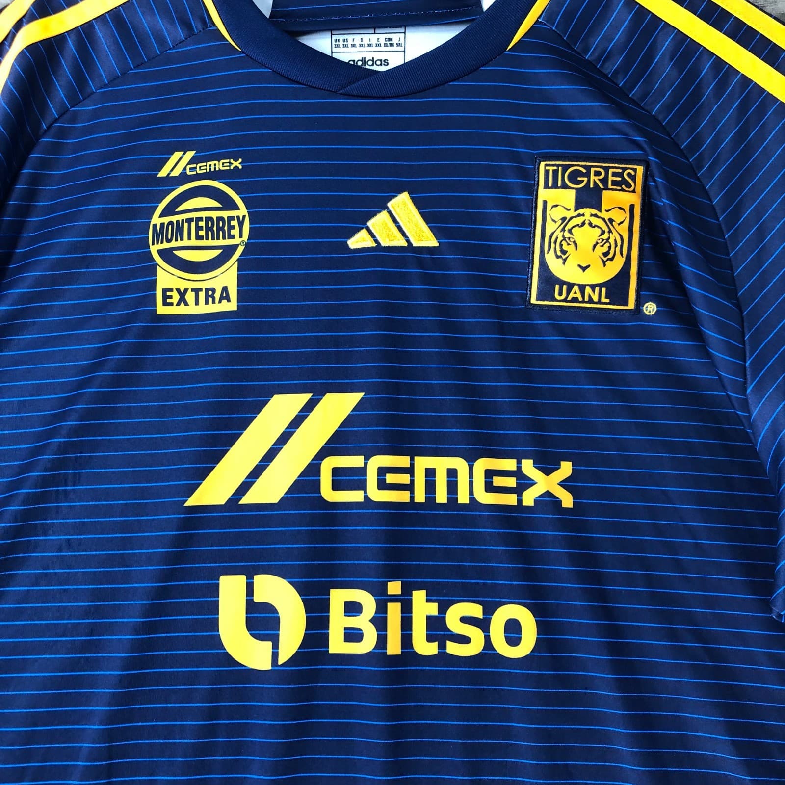 Adidas 23/24 Tigres UANL Men's Soccer Jersey Pullover Blue Size 3XL thumbnail 3