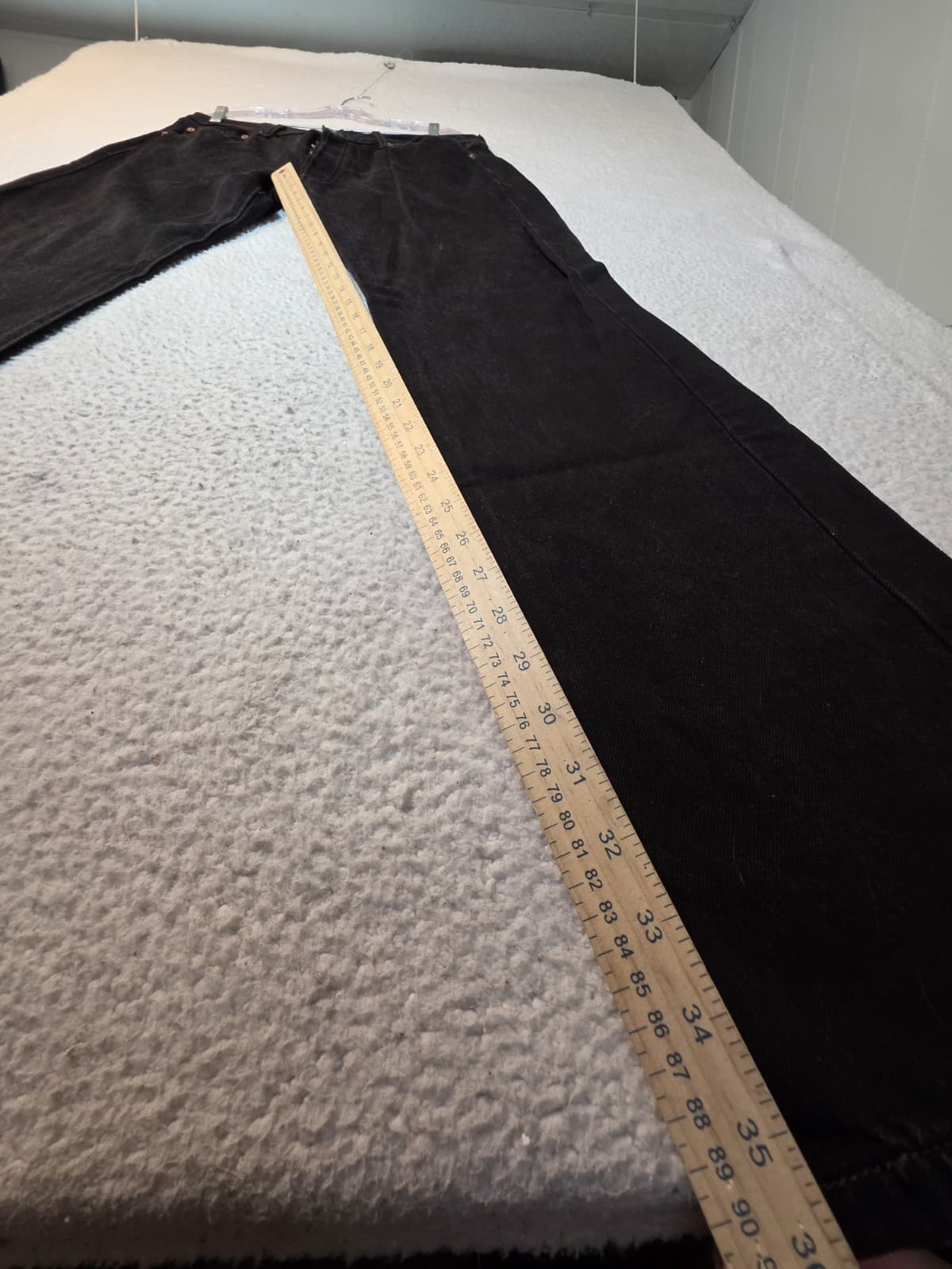 Levis 501 Jeans Mens 36x36 Faded Black Button Fly Straight Leg Dark Wash Denim thumbnail 14