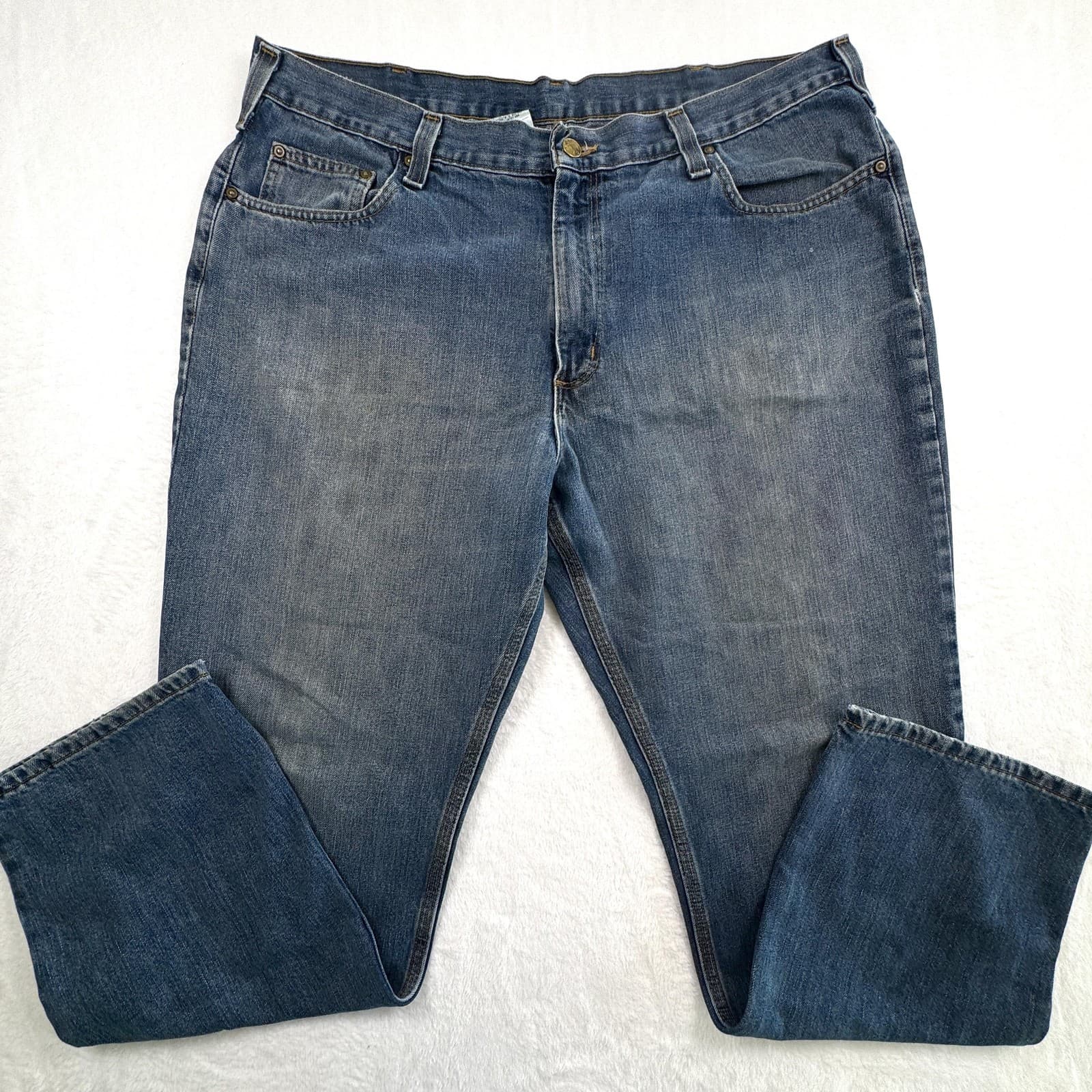 Carhartt Jeans Mens 42x30 Blue Straight Leg 5-Pocket Workwear Denim Rugged