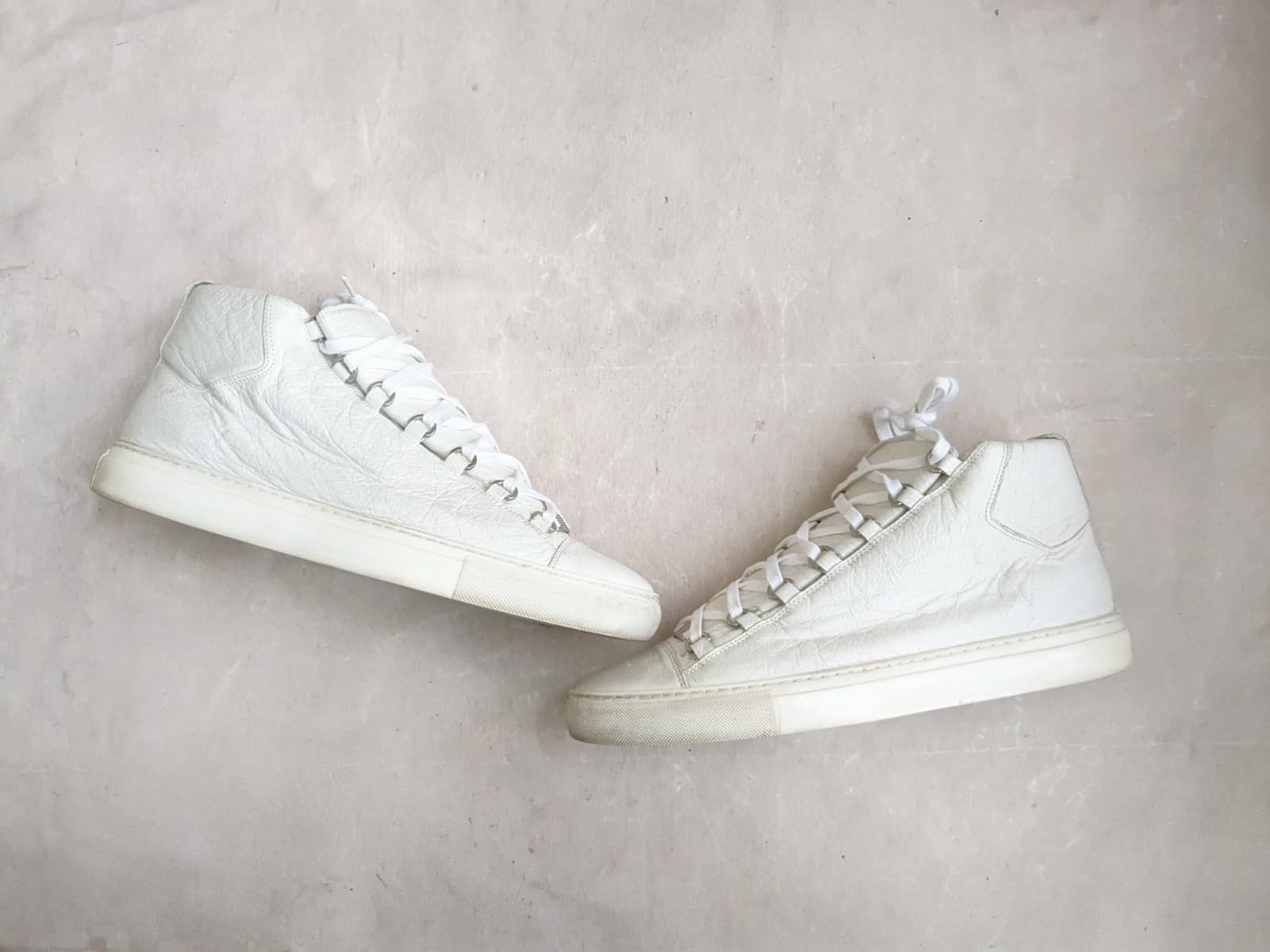 Balenciaga Arena White Men 11 44 Leather High Top Sneakers Shoes Lace Up