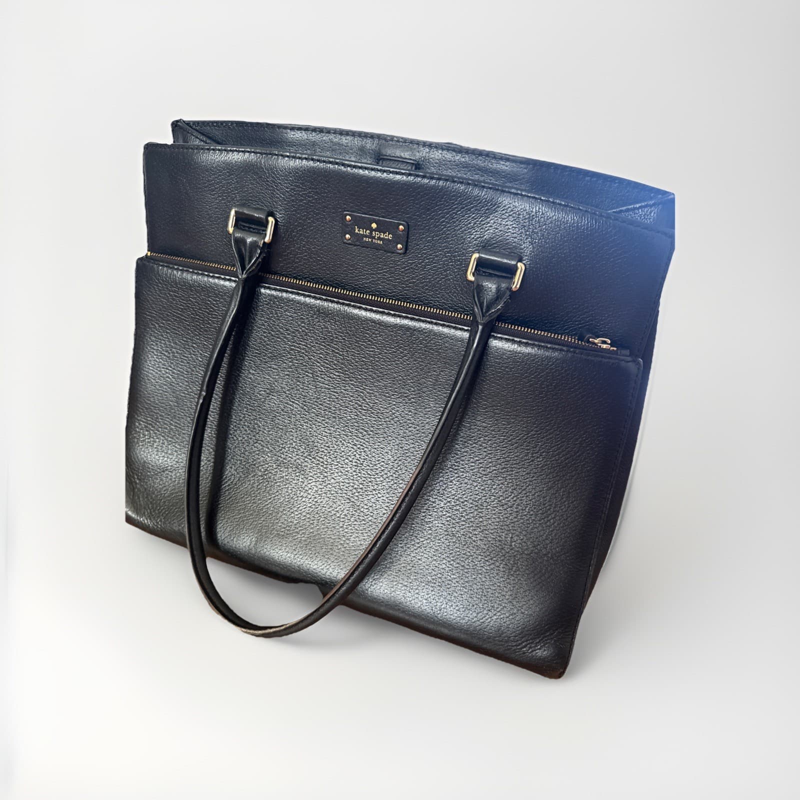 Kate Spade Maeve Grove Street Tote Handbag Black Pebbled Leather