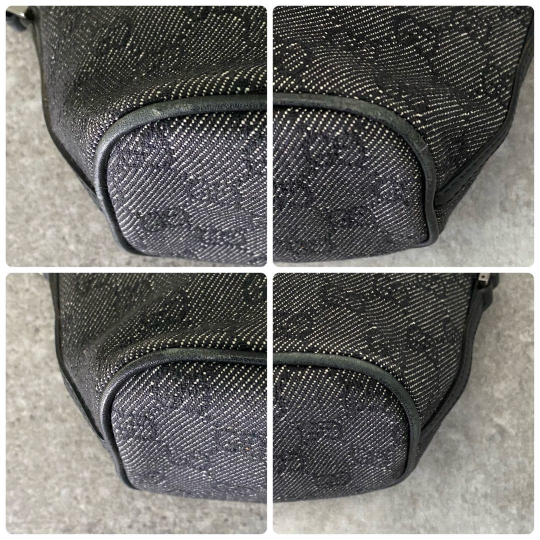 GUCCI 07198.2123 GG Canvas Denim Accessory Pouch Leather Black LogoFrom Japan thumbnail 16