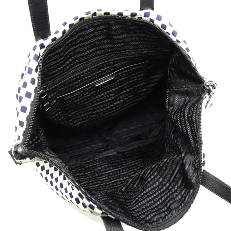 Prada 2Way Tote Nylon White Black Shoulder Bag Vintage Authentic thumbnail 6