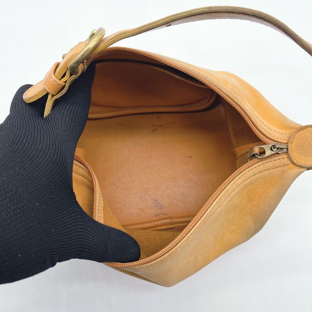 COACH 4145 Vintage Accessory Pouch Hand Bag Ziplock Leather Beige Gold Hardware thumbnail 8