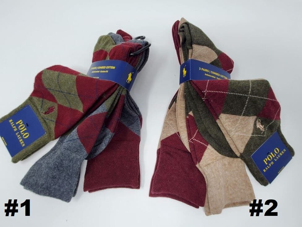 Polo Ralph Lauren Men's Dress Argyle Crew 3 pack Socks, 10-13