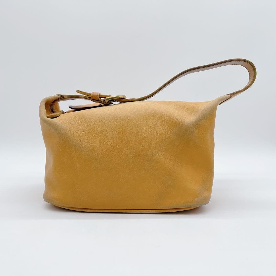 COACH 4145 Vintage Accessory Pouch Hand Bag Ziplock Leather Beige Gold Hardware thumbnail 3