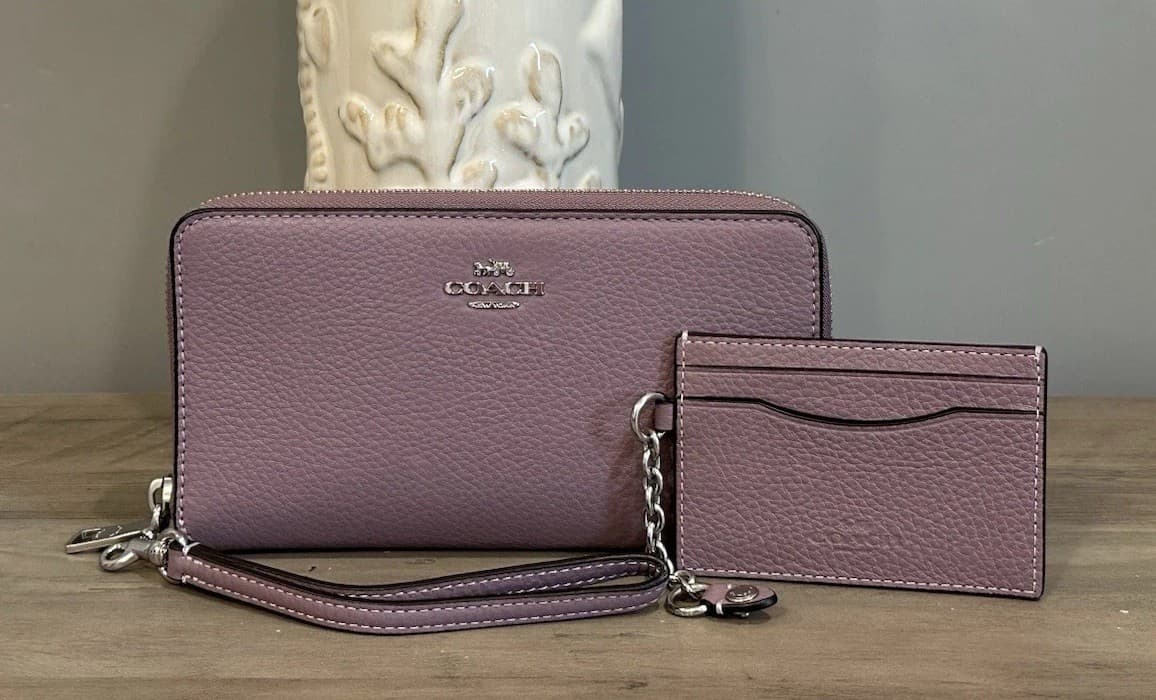 COACH CBZ98 Long Zip Around Wallet With Detachable Card Case Leather Sv/Jasmine