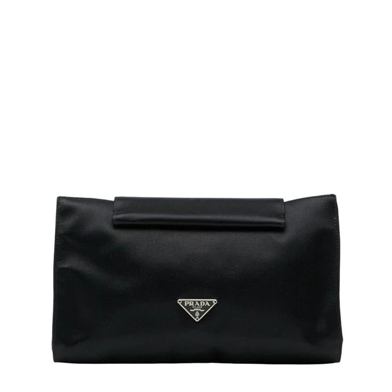 Prada Triangle Logo Nylon Pouch Black Purse Vintage Authentic