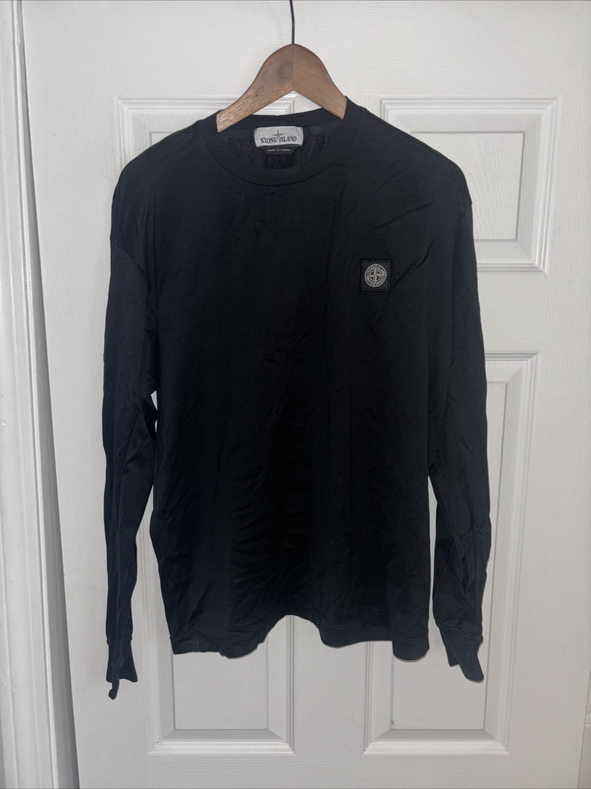 Stone Island Long Sleeve Patch Program T-Shirt Size XL Logo Black