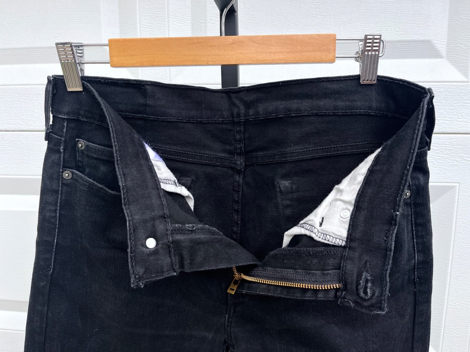 Levi's 510 Black Skinny Jeans 32x32 Moto Biker Punk Goth Metal thumbnail 5