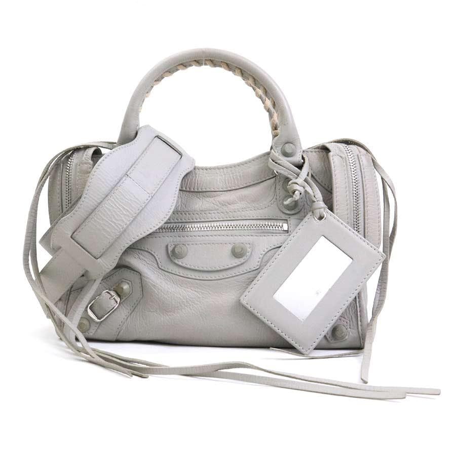 Balenciaga Light Grey Classic Mini City Leather Shoulder Bag Auth From Japan RIN thumbnail 11