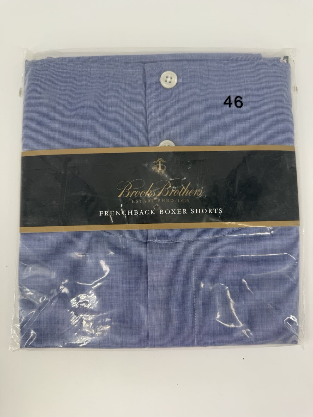 Brooks Brothers Mens Sz  46  French Back Button Front Boxer Shorts - Blue -