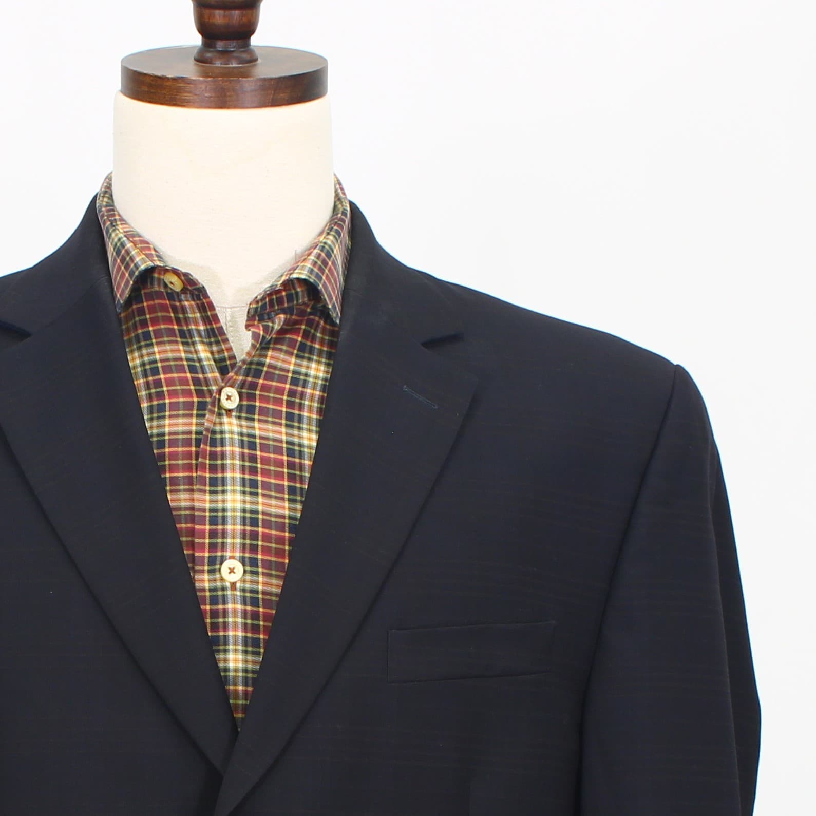 Michael Kors 42L Navy Sport Coat Blazer Jacket Check 3-Button Wool thumbnail 5