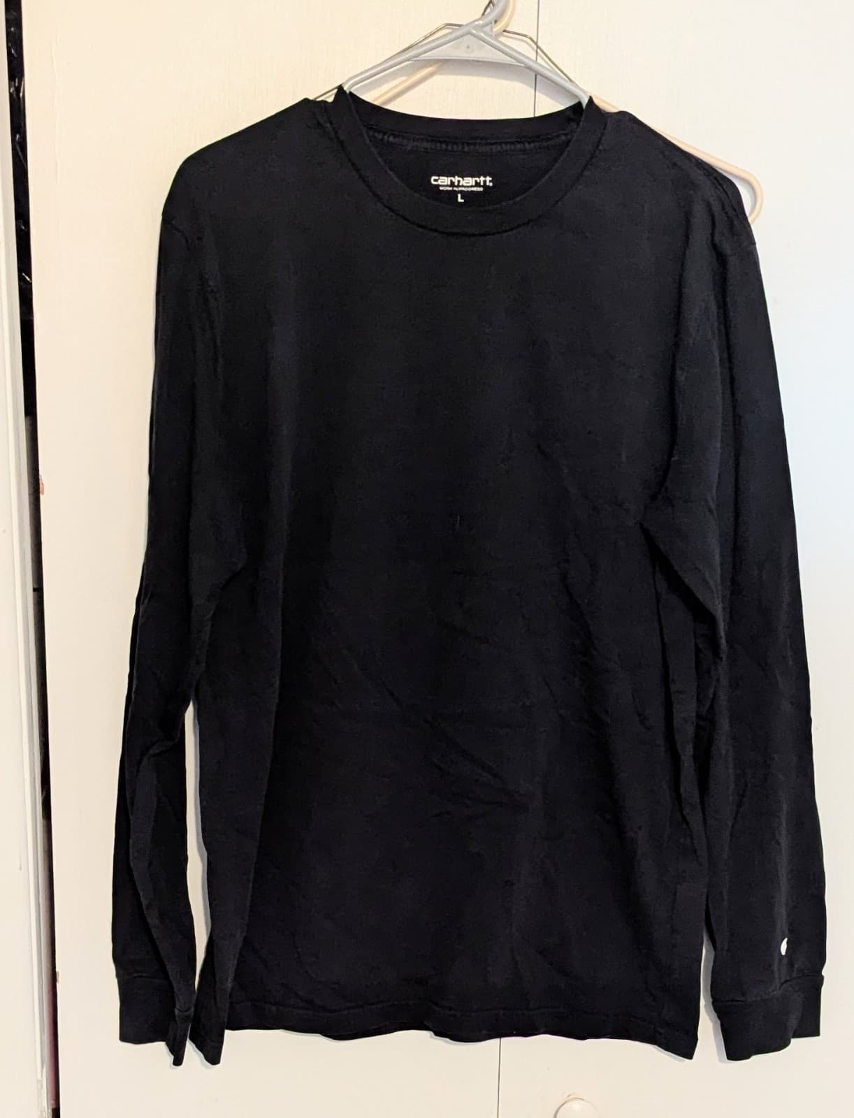 Carhartt Wip Work In Progress Long Sleeve T Shirt Mens Size L Black Cotton