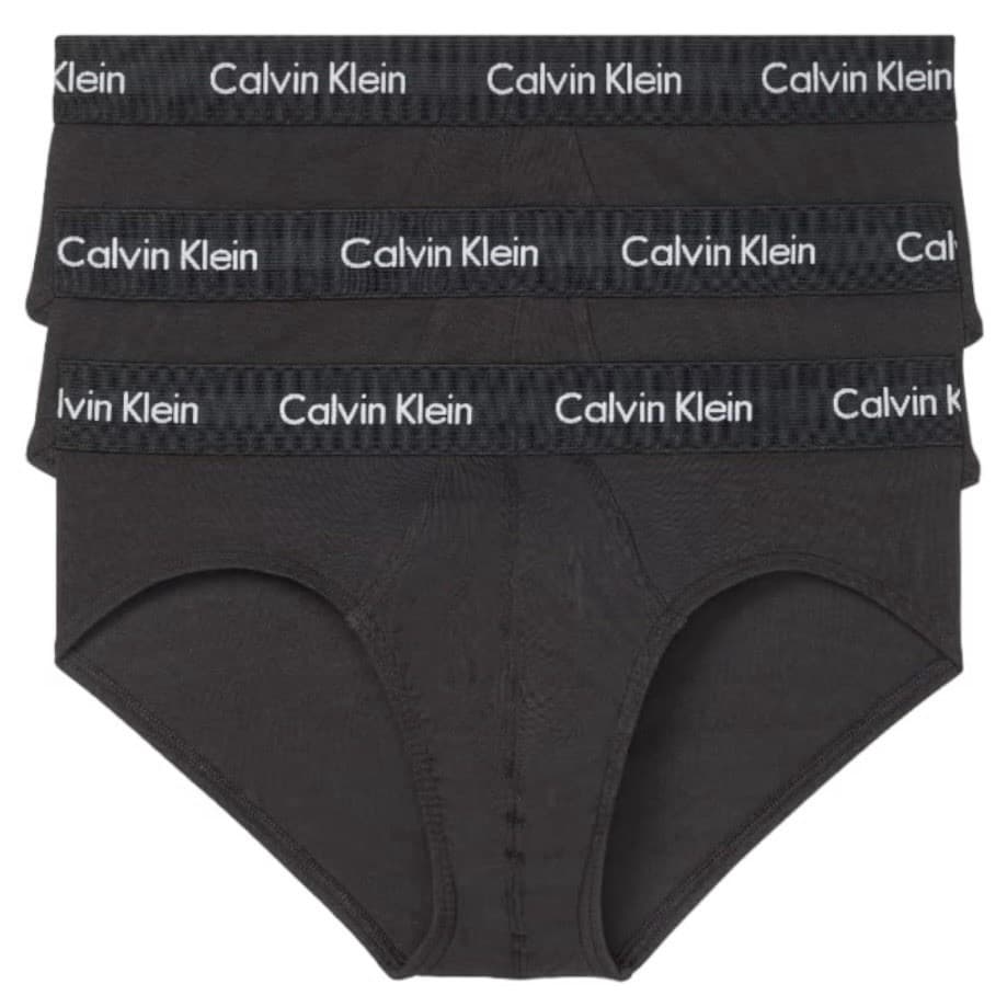 Calvin Klein Men’s 3 Pack Cotton Stretch Hip Brief Underwear Black Size Large