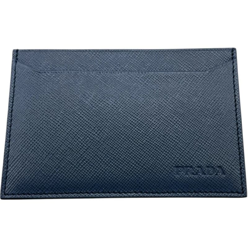Prada Saffiano Card Case 2M0208 Navy Leather Unisex Vintage Authentic