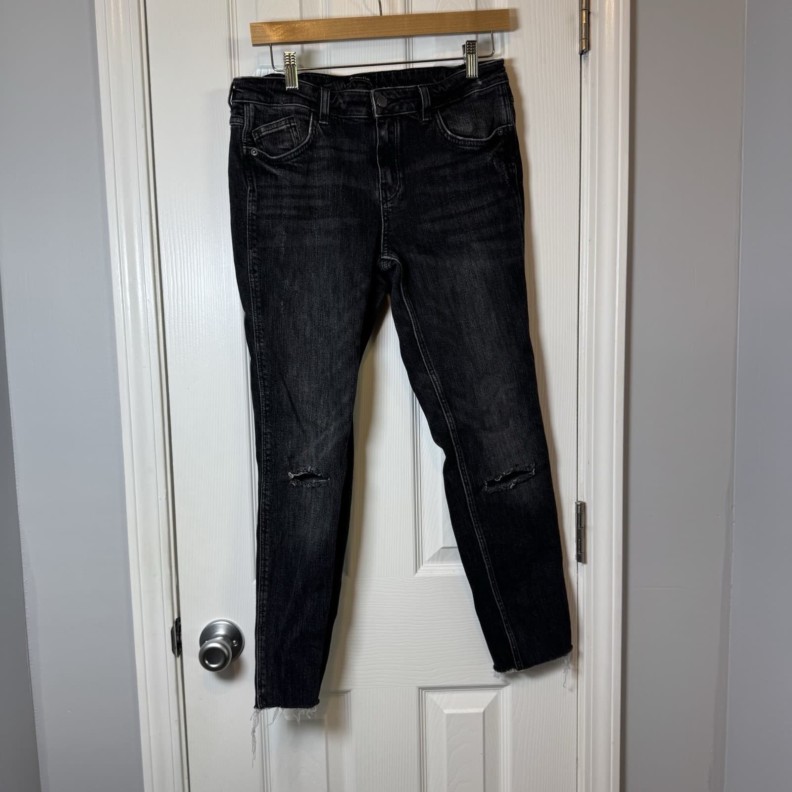 MASSIMO DUTTI Women’s Black Skinny Leg Jeans Mid Rise Stretch sz 8 32”w/26” Ins